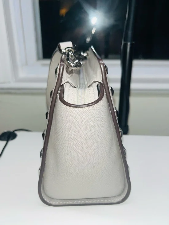 Michael Kors Grey Studded Satchel Crossbody - Picture 6 of 11